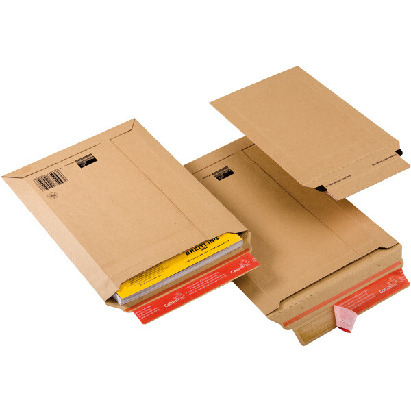 Versandverpackung Mayer Kuvert ColomPac 30000187 - 530 x 720 x bis 55 mm braun mit Selbstklebeverschluß wiederverschließbar Wellpappe Pckg/20