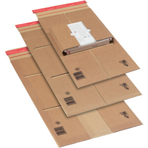 Versandverpackung Mayer Kuvert ColomPac 30000239 - DIN C4 350 x 260 x bis 70 mm braun mit Selbstklebeverschluß stark FSC-Wellpappe Pckg/20
