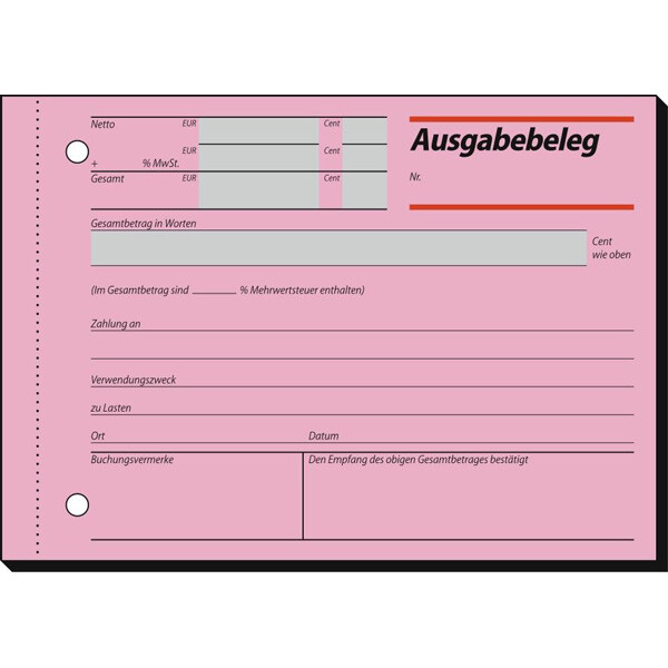 Ausgabebeleg sigel AG615 - A6 Quer 149 x 105 mm rosa 50 Blatt