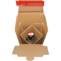 Flaschenversandkarton Mayer Kuvert ColomPac 30017890 - für 1 Flasche 74 x 75 x 305 mm braun mit Selbstklebeverschluß FSC-Wellpappe