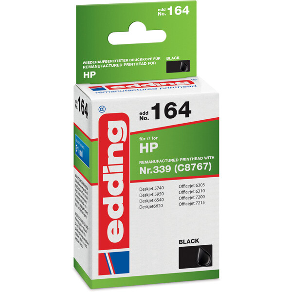 Tintendruckerpatrone edding ersetzt Hewlett Packard 164-EDD - schwarz Nr. 339 (C8767) ca. 1.070 Seiten 31 ml