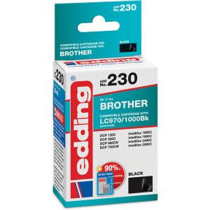 Tintendruckerpatrone edding ersetzt Brother 230-EDD - schwarz LC970BK/LC1000BK ca. 680 Seiten 22 ml