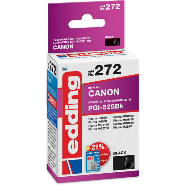 Tintendruckerpatrone edding ersetzt Canon 272-EDD - schwarz (Text) PGI-525BK ca. 440 Seiten 20 ml
