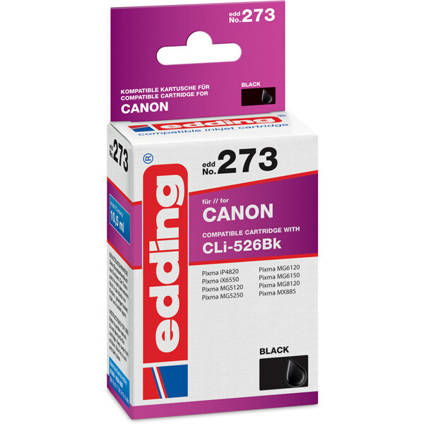 Tintendruckerpatrone edding ersetzt Canon 273-EDD - schwarz (Foto) CLI-526BK ca. 2.185 Seiten 10,5 ml