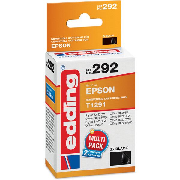 Tintendruckerpatrone edding ersetzt Epson 292-EDD - schwarz 1291 ca. 970 Seiten 2 x 14 ml
