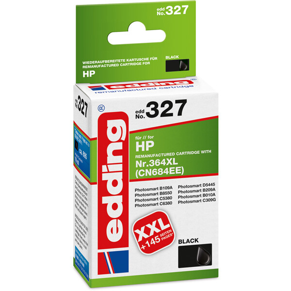 Tintendruckerpatrone edding ersetzt Hewlett Packard 327-EDD - schwarz Nr. 364XL (CN684EE) ca. 695 Seiten 19 ml