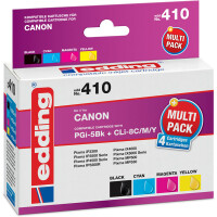Tintendruckerpatrone edding ersetzt Canon 410-EDD - 4-farbig PGI-5BK/CLI-8C/CLI-8M/CLI-8Y ca. 3.460 Seiten 1 x 26,5 ml + 3 x 15,5 ml