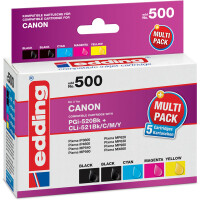 Tintendruckerpatrone edding ersetzt Canon 500-EDD - 4-farbig PGI-520BK + CLI-521BK/CLI-521C/CLI-521M/CLI-521Y ca. 2.475 Seiten 1 x 20 ml + 4 x 10,5 ml