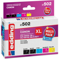 Tintendruckerpatrone edding ersetzt Canon 502-EDD - 4-farbig PGI-550XL BK + CLI-551XL BK/C/M/Y ca. 8.025 Seiten 1 x 25 ml + 4 x 13 ml