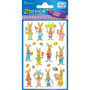 Sticker Ostern Avery Zweckform Z-Design creative 39156 - Osterhasen Papier 2 Blatt / 24 St&uuml;ck