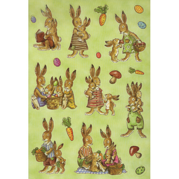 Sticker Ostern Herma Decor 3674 - Hasenfamilie Papier 2 Blatt / 18 Stück