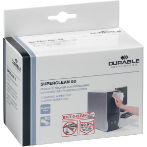 Reinigungstuch Durable Superclean 5788 - weiß Feuchttücher für Kunststoffoberflächen wie Tastatur Pckg/50