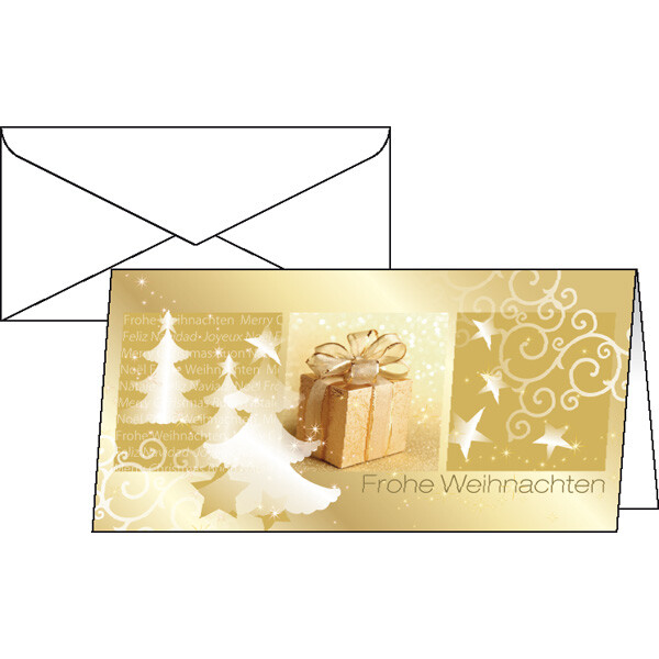 Motivkarte Weihnachten sigel DS015 - DIN Lang Suprise gold inkl. Umschläge Glanzkarton 220 g/m² Pckg/10+10