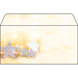 Motivbriefumschlag Weihnachten sigel DU035 - DIN Lang 110 x 220 mm Glitter Stars nassklebend ohne Fenster Spezialpapier 90 g/m² Pckg/50