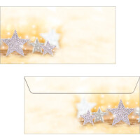 Motivbriefumschlag Weihnachten sigel DU035 - DIN Lang 110 x 220 mm Glitter Stars nassklebend ohne Fenster Spezialpapier 90 g/m² Pckg/50