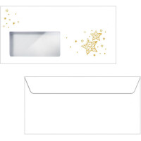 Motivbriefumschlag Weihnachten sigel DU045 - DIN Lang 110 x 220 mm Golden Glow nassklebend mit Fenster Spezialpapier 90 g/m² Pckg/50
