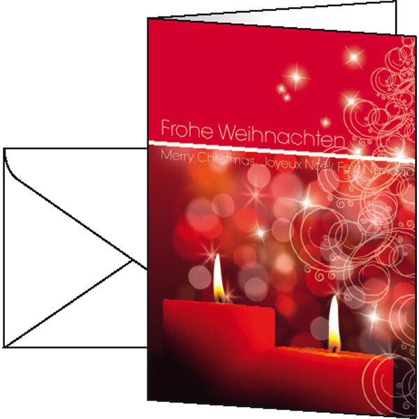 Motivkarte Weihnachten sigel DS014 - A6 (A5) Red Candels inkl. Umschläge Glanzkarton 220 g/m² Pckg/10+10
