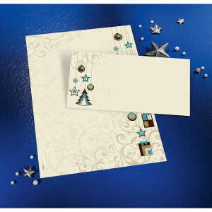 Motivbriefumschlag Weihnachten sigel DU216 - DIN Lang 110 x 220 mm gelb/blau nassklebend ohne Fenster Spezialpapier 90 g/m² Pckg/25