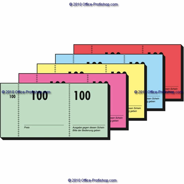 Nummernblock sigel GN101 - 105 x 53 mm farbig sortiert 100 Blatt 1-100 nummeriert