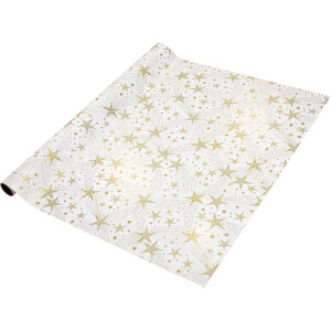 Geschenkpapier Weihnachten sigel GP115 - 5 m x 70 cm Dancing Stars weiß/gold 80 g/m²