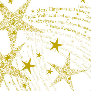 Geschenkpapier Weihnachten sigel GP115 - 5 m x 70 cm Dancing Stars weiß/gold 80 g/m²