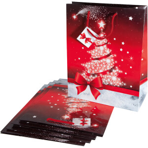 Geschenktasche Weihnachten sigel GT022 - Groß 260 x 330 x 120 mm Sparkling Tree