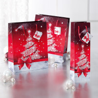 Geschenktasche Weihnachten sigel GT022 - Groß 260 x 330 x 120 mm Sparkling Tree
