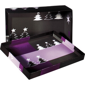 Geschenkbox sigel GB506 - 30x21x10 cm, 27x19x9 cm und 24x17x8 cm Christmas Trees schwarz 3er-Set