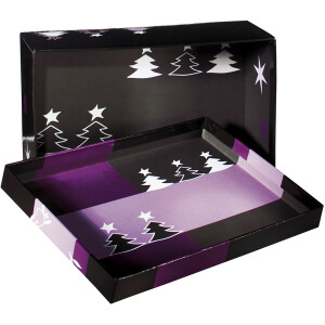 Geschenkbox sigel GB505 - 21x15x7,5 cm, 18x13x7 cm und 15x11x6,5 cm Christmas Trees schwarz 3er-Set