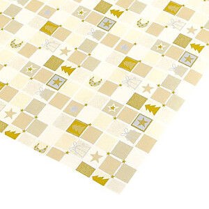 Geschenkpapier Weihnachten sigel GP107 - 5 m x 70 cm Christmas Script weiß/gold 70 g/m²