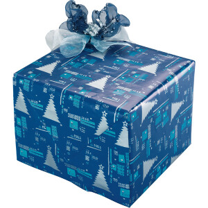 Geschenkpapier Weihnachten sigel GP102 - 5 m x 70 cm Silver Trees blau/silber 70 g/m²
