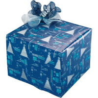 Geschenkpapier Weihnachten sigel GP102 - 5 m x 70 cm Silver Trees blau/silber 70 g/m²