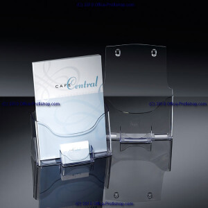 Tischprospekthalter sigel LH111 - A4 glasklar 1 Fach mit Visitenkartenfach Acryl