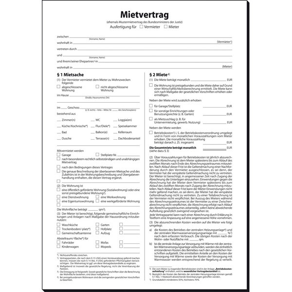 Mietvertrag sigel MV469 - A4 210 x 297 mm weiß 3 Blatt selbstdurchschreibend