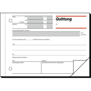 Quittung sigel QU625 - A6 Quer 149 x 105 mm weiß/gelb 2 x 50 Blatt mit Blaupapier