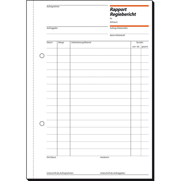 Rapport/Regiebericht sigel RP510 - A5 149 x 210 mm weiß 100 Blatt mit Blaupapier