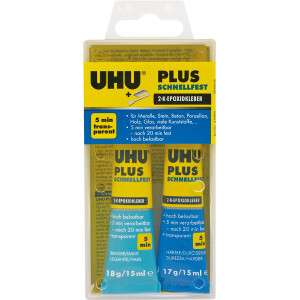 Zweikomponentenkleber UHU plus schnellfest 45700 - Tube Binder / Härter universell einsetzbar 35 g