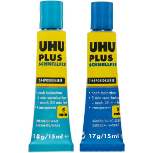 Zweikomponentenkleber UHU plus schnellfest 45700 - Tube Binder / Härter universell einsetzbar 35 g