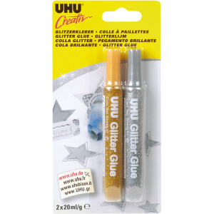 Glitzerkleber UHU Glitter Glue 44120 - gold / silber 2 x...