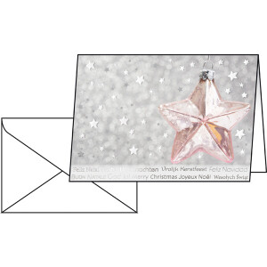 Motivkarte Weihnachten sigel DS031 - A6 (A5) Rose Star inkl. Umschläge Glanzkarton 220 g/m² Pckg/10+10