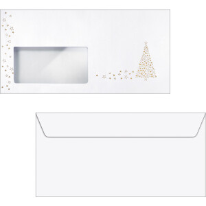 Motivbriefumschlag Weihnachten sigel DU084 - DIN Lang 110 x 220 mm Golden Tree nassklebend mit Fenster Spezialpapier 90 g/m² Pckg/50