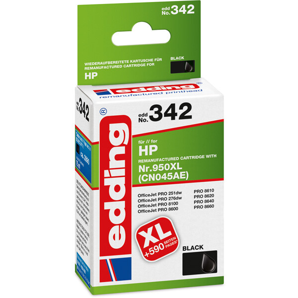 Tintendruckerpatrone edding ersetzt Hewlett Packard 342-EDD - schwarz Nr. 950XL (CN045AE) ca. 2.890 Seiten 75 ml