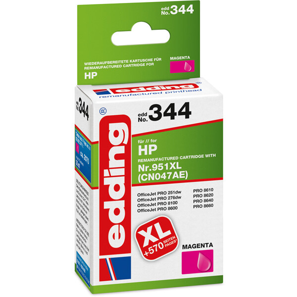 Tintendruckerpatrone edding ersetzt Hewlett Packard 344-EDD - magenta Nr. 951XL (CN047AE) ca. 2.295 Seiten 30 ml