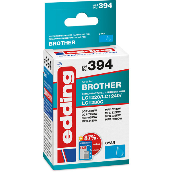 Tintendruckerpatrone edding ersetzt Brother 394-EDD - cyan LC1240 ca. 885 Seiten 8 ml