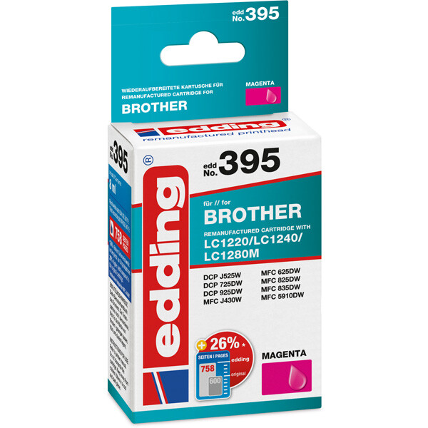 Tintendruckerpatrone edding ersetzt Brother 395-EDD - magenta LC1240 ca. 855 Seiten 8 ml