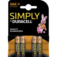 Microbatterie Duracell Simply DUR002432 - AAA LR03 MN2400 Alkaline 1,5 Volt Pckg/4
