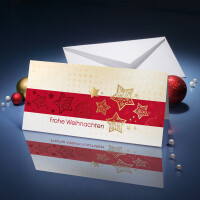 Motivkarte Weihnachten sigel DS033 - DIN Lang Golden Stars inkl. Umschläge Glanzkarton 220 g/m² Pckg/10+10