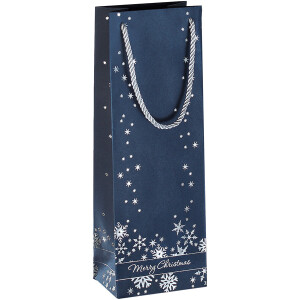 Geschenktasche Weihnachten sigel GT112 - Flaschengröße 125 x 360 x 85 mm Silver Snowflakes