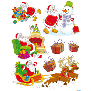 Fensterbild Weihnachten Herma 15113 - 30 x 21 cm Weihnachtsmann ablösbar Folie 1 Bogen / 7 Sticker