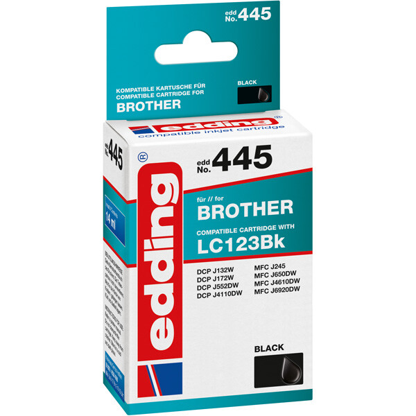 Tintendruckerpatrone edding ersetzt Brother 445-EDD - schwarz LC123 ca. 600 Seiten 14 ml